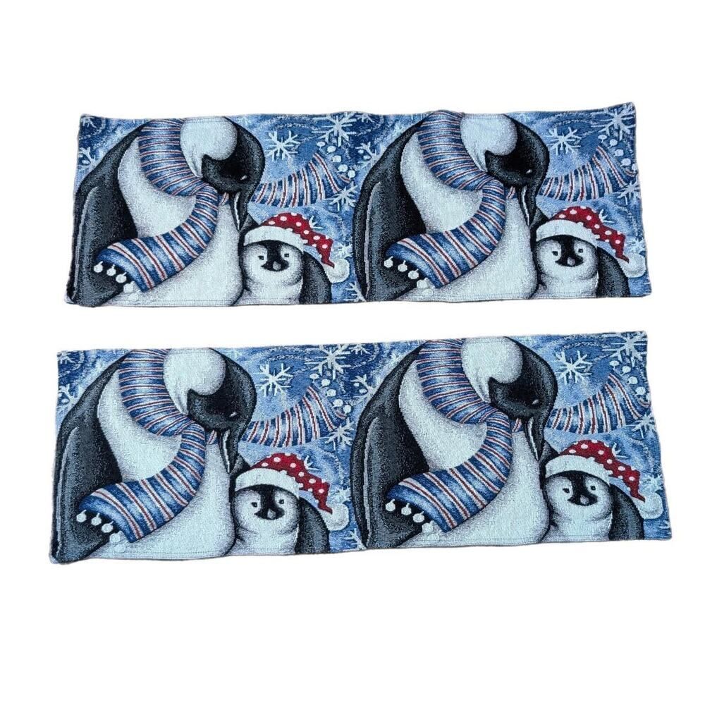 Christmas Penguin Tapestry Table Runner